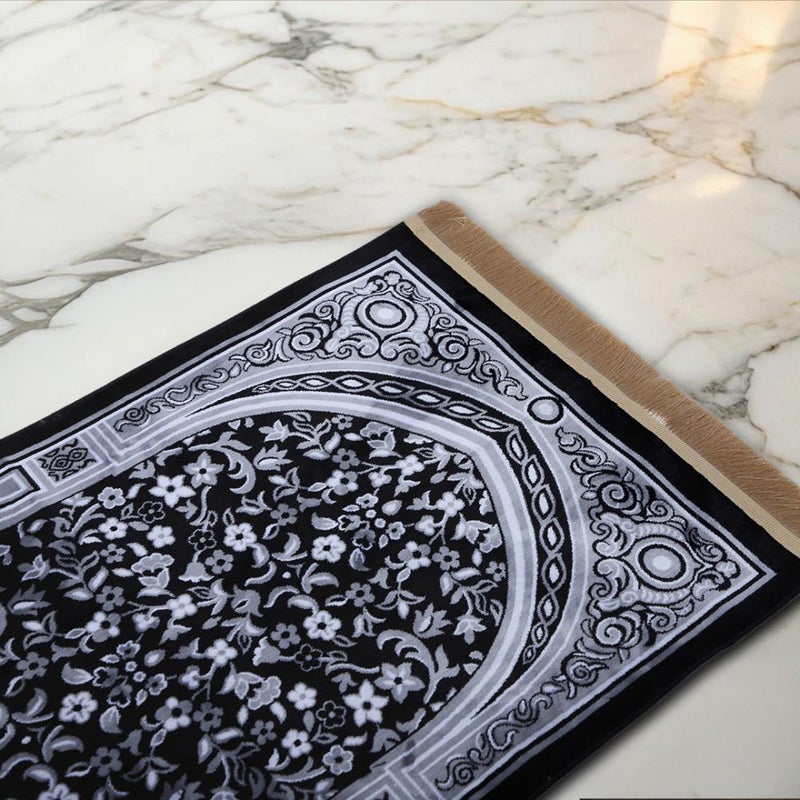 Melen Turkish prayer rug – Istabraq – Black – Gray - Image 3